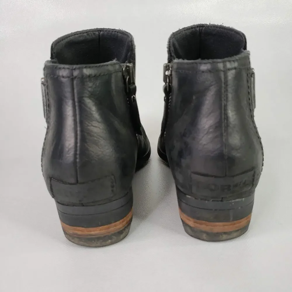Sorel Lolla Ankle Chelsea Leather Ankle Boots Black Shoes Women's Size 8